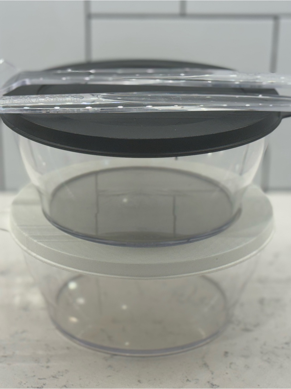 Tupperware Clearly Elegant Bowls Containers Black White Seals Lid salad forks